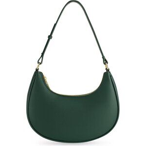 Women Dark Green Retro Classic Clutch Shoulder Tote Hand Bag With Zipper Closure